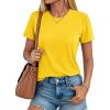 imageMAGCOMSEN Womens Short Sleeve T Shirts Cotton Summer UPF 50 Crew Neck Casual Tops Trendy Solid Color Basic TeesYellow