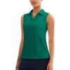 imageMAGCOMSEN Womens Sleeveless Golf Polo Shirts Collared Tank Tops UPF 50 VNeck Quick Dry Workout Athletic Tennis TopsEmerald Green