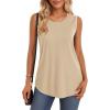 imageMAGCOMSEN Womens Tank Tops Loose Fit Sleeveless Top Casual Scoop Neck Tunic Shirts Summer UPF 50 Basic TshirtLight Khaki