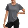 imageMAGCOMSEN Womens Tops Short Sleeve Workout Shirts UPF 50 Quick Dry Athletic Running Swim Rash GuardGrey