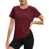 imageMAGCOMSEN Womens Tops Short Sleeve Workout Shirts UPF 50 Quick Dry Athletic Running Swim Rash GuardWine Red