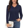imageMAGCOMSEN Womens V Neck Sweater 2025 Spring Casual Long Sleeve Tops Knit Lightweight Pullover Sweaters JumperNavy