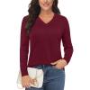imageMAGCOMSEN Womens V Neck Sweater 2025 Spring Casual Long Sleeve Tops Knit Lightweight Pullover Sweaters JumperWine Red