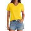 imageMAGCOMSEN Womens V Neck Tops Summer UPF 50 Short Sleeve Shirts Basic Tees Casual Soft T Shirts 2025 Trendy ClothesYellow