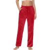 imageMAGCOMSEN Womens Velour Pants Soft Velvet Straight Leg Sweatpants Elastic Waist Warm Lounge Pant with PocketsTomato