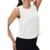imageMAGCOMSEN Womens Workout Tank Tops Crop Sleeveless Athletic Moisture Wicking Loose Fit Summer ShirtWhite