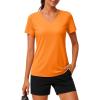 imageMAGCOMSEN Workout Tops for Women UPF 80 VNeck Short Sleeve Tee Shirt Quick Dry T Shirts Gym Athletic Yoga TopFrorange
