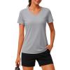 imageMAGCOMSEN Workout Tops for Women UPF 80 VNeck Short Sleeve Tee Shirt Quick Dry T Shirts Gym Athletic Yoga TopLightgrey