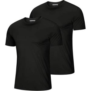 imageMAGCOMSEN 2 Pack Mens Short Sleeve Dry Fit Athletic Shirts UPF 50 Running Gym Workout Tops Moisture Wicking Cooling ShirtsBlackBlack