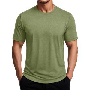 imageMAGCOMSEN Mens Dry Fit Workout Shirts Short Sleeve Tee Shirts Moisture Wicking Athletic Running Performence TshirtsArmy Green
