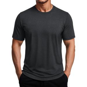 imageMAGCOMSEN Mens Dry Fit Workout Shirts Short Sleeve Tee Shirts Moisture Wicking Athletic Running Performence TshirtsBlack