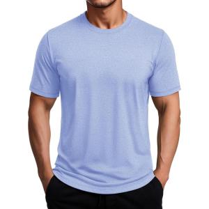 imageMAGCOMSEN Mens Dry Fit Workout Shirts Short Sleeve Tee Shirts Moisture Wicking Athletic Running Performence TshirtsBlue