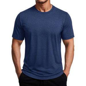 imageMAGCOMSEN Mens Dry Fit Workout Shirts Short Sleeve Tee Shirts Moisture Wicking Athletic Running Performence TshirtsDark Blue