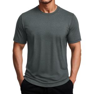 imageMAGCOMSEN Mens Dry Fit Workout Shirts Short Sleeve Tee Shirts Moisture Wicking Athletic Running Performence TshirtsDark Grey