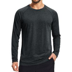 imageMAGCOMSEN Mens Long Sleeve Shirts UPF 50 Sun Protection Dry Fit Shirts Athletic Fishing Hiking Workout Rash GuardBlack