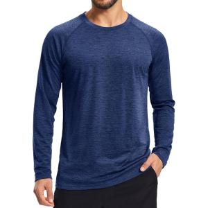 imageMAGCOMSEN Mens Long Sleeve Shirts UPF 50 Sun Protection Dry Fit Shirts Athletic Fishing Hiking Workout Rash GuardDark Blue