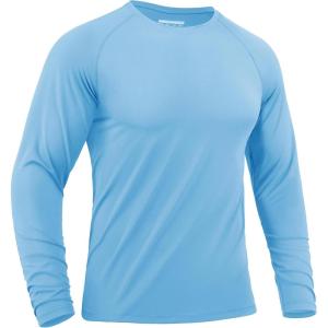 imageMAGCOMSEN Mens UPF 50 Sun Protection Shirts Long Sleeve Quick Dry UV SPF Rash Guard Fishing Running Swim AthleticBlue