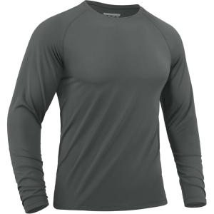 imageMAGCOMSEN Mens UPF 50 Sun Protection Shirts Long Sleeve Quick Dry UV SPF Rash Guard Fishing Running Swim AthleticDark Grey
