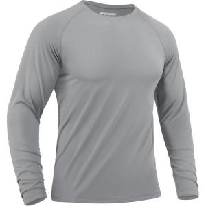 imageMAGCOMSEN Mens UPF 50 Sun Protection Shirts Long Sleeve Quick Dry UV SPF Rash Guard Fishing Running Swim AthleticLight Grey