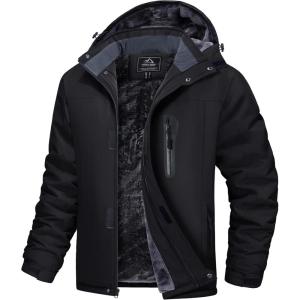 imageMAGCOMSEN Mens Winter Coats Ski Snow Water Resistant Jacket Warm Fleece Parka Raincoats with Hood for Hiking WorkBlack