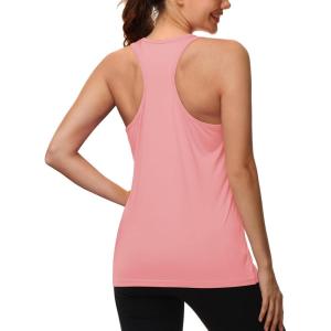 imageMAGCOMSEN Womens Athletic Racerback Tank Tops Quick Dry Racer Back Workout Tanks Moisture Wicking Upf50 Exercise ActivePink