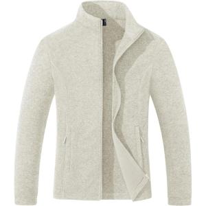 imageMAGCOMSEN Womens Fleece Jacket Zip Up Coat Lightweight Soft Warm Long Sleeve Jackets with Pockets for WinterAcream