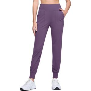 imageMAGCOMSEN Womens Joggers High Waisted Yoga Pants with Pockets Loose Leggings for Workout Athletic Lounge RunningDark Purple
