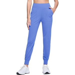 imageMAGCOMSEN Womens Joggers High Waisted Yoga Pants with Pockets Loose Leggings for Workout Athletic Lounge RunningLight Blue