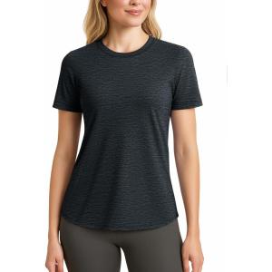 imageMAGCOMSEN Womens Short Sleeve T Shirts UPF 50 Sun Protection Quick Dry Athletic Running Workout Tee TopsBlack