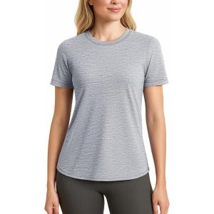 imageMAGCOMSEN Womens Short Sleeve T Shirts UPF 50 Sun Protection Quick Dry Athletic Running Workout Tee TopsLight Grey