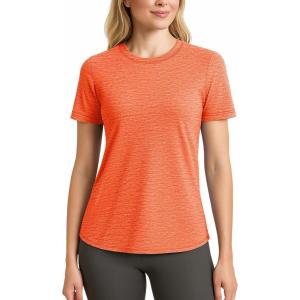 imageMAGCOMSEN Womens Short Sleeve T Shirts UPF 50 Sun Protection Quick Dry Athletic Running Workout Tee TopsOrange
