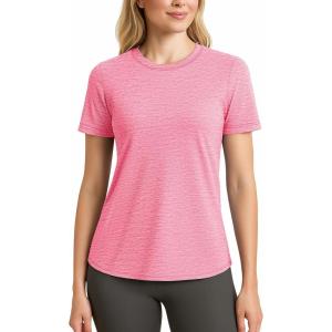 imageMAGCOMSEN Womens Short Sleeve T Shirts UPF 50 Sun Protection Quick Dry Athletic Running Workout Tee TopsPink