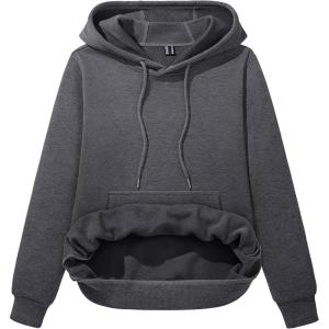 imageMAGCOMSEN Womens Sweatshirt Hoodie Fleece Lined Warm Casual Pullover Cangroo Pocket Drawstring Basic TopsDark Grey