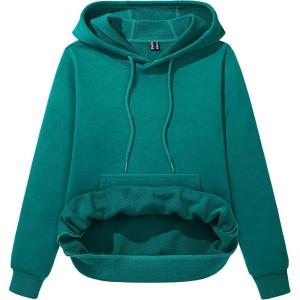 imageMAGCOMSEN Womens Sweatshirt Hoodie Fleece Lined Warm Casual Pullover Cangroo Pocket Drawstring Basic TopsEmerald Green