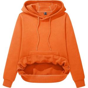 imageMAGCOMSEN Womens Sweatshirt Hoodie Fleece Lined Warm Casual Pullover Cangroo Pocket Drawstring Basic TopsOrange