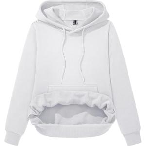 imageMAGCOMSEN Womens Sweatshirt Hoodie Fleece Lined Warm Casual Pullover Cangroo Pocket Drawstring Basic TopsWhite