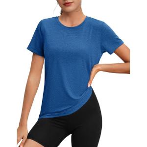 imageMAGCOMSEN Womens Tops Short Sleeve Workout Shirts UPF 50 Quick Dry Athletic Running Swim Rash GuardMedium Blue