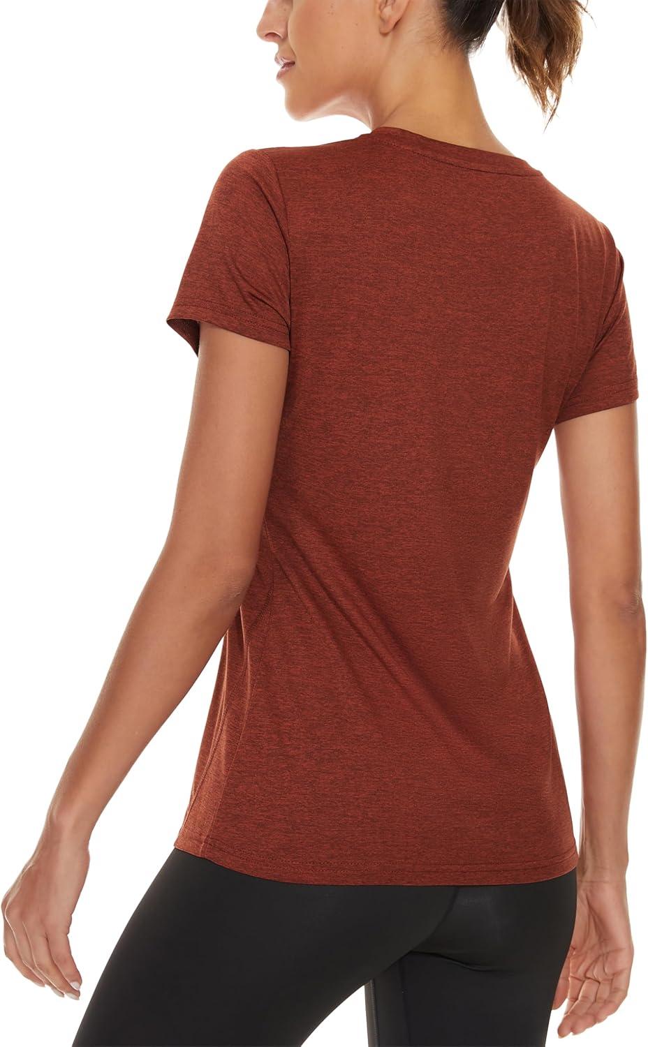 imageMAGCOMSEN 2 Pack Womens Short Sleeve Tees Moisture Wicking Shirts Summer V Neck Running TopsBlackDorange