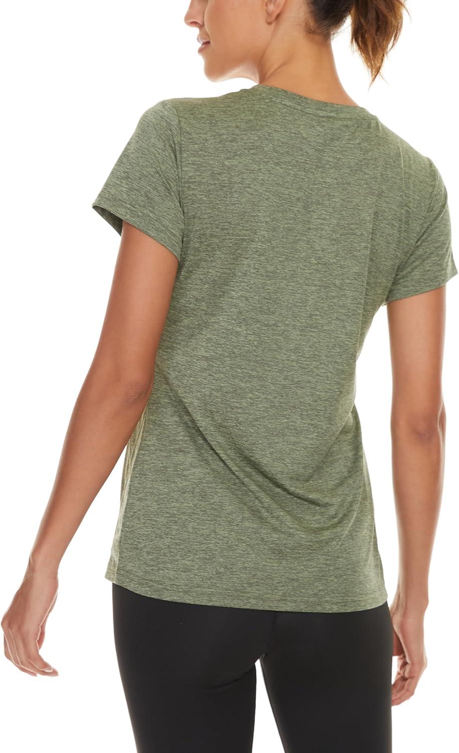 imageMAGCOMSEN 2 Pack Womens Short Sleeve Tees Moisture Wicking Shirts Summer V Neck Running TopsDblueAgreen