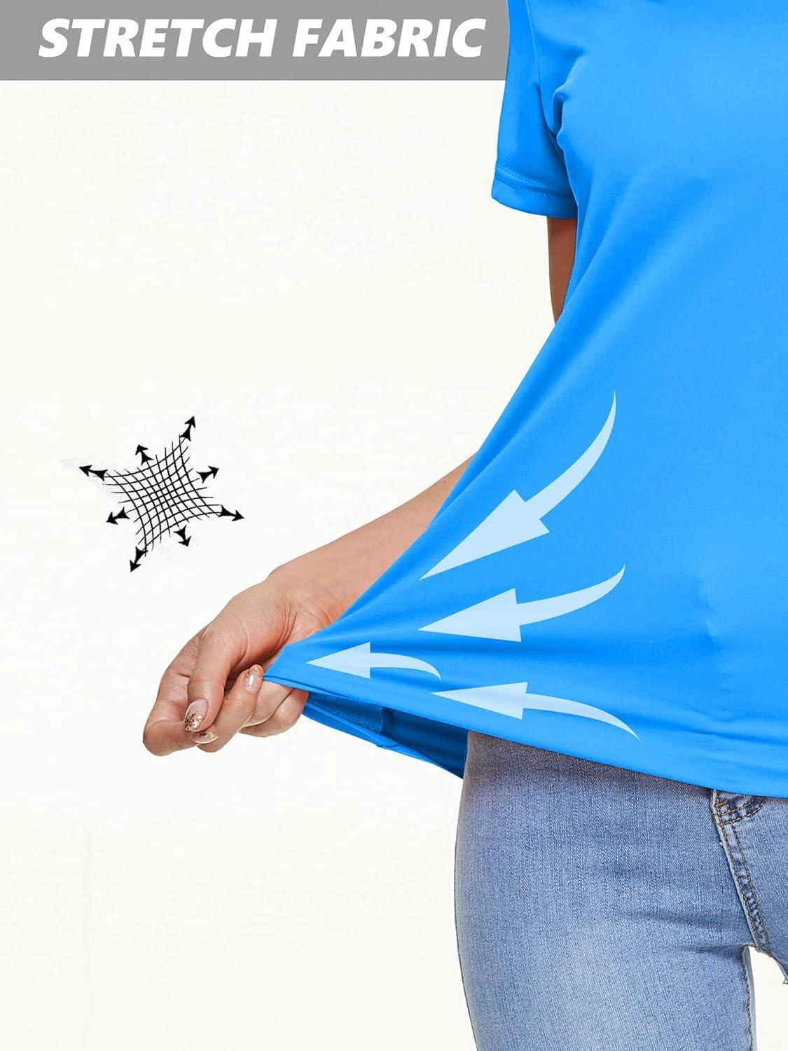 imageMAGCOMSEN 2 Pack Womens T Shirts VNeck Short Sleeve UPF 50 Sun Protection Workout Quick Dry Shirts Tee TopsBlackAzure