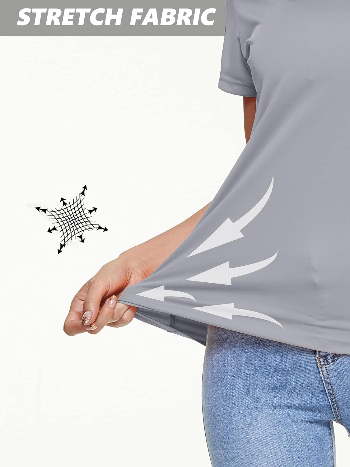 imageMAGCOMSEN 2 Pack Womens T Shirts VNeck Short Sleeve UPF 50 Sun Protection Workout Quick Dry Shirts Tee TopsBlackLight Gray