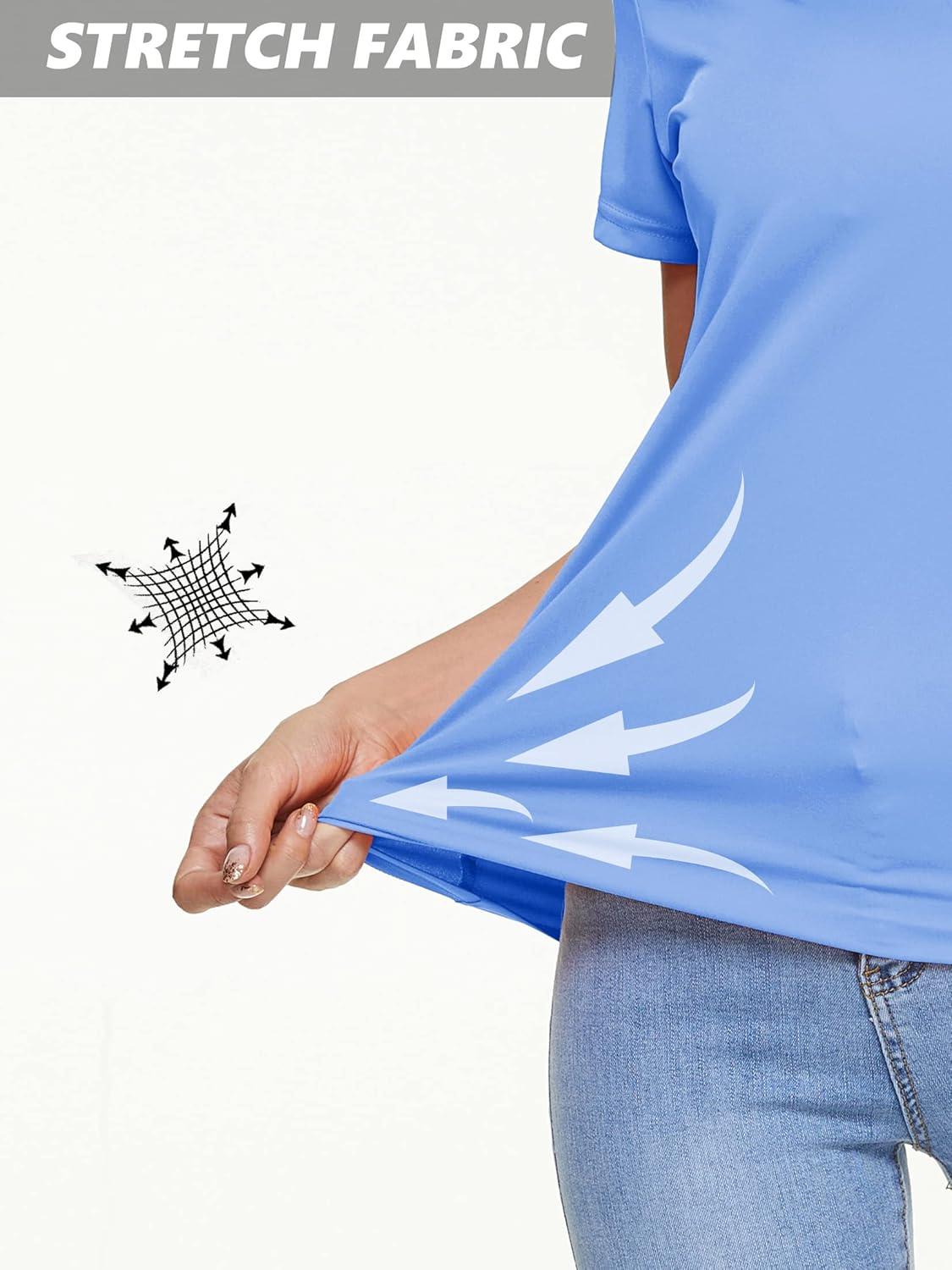 imageMAGCOMSEN 2 Pack Womens T Shirts VNeck Short Sleeve UPF 50 Sun Protection Workout Quick Dry Shirts Tee TopsBlue GreyLight Blue