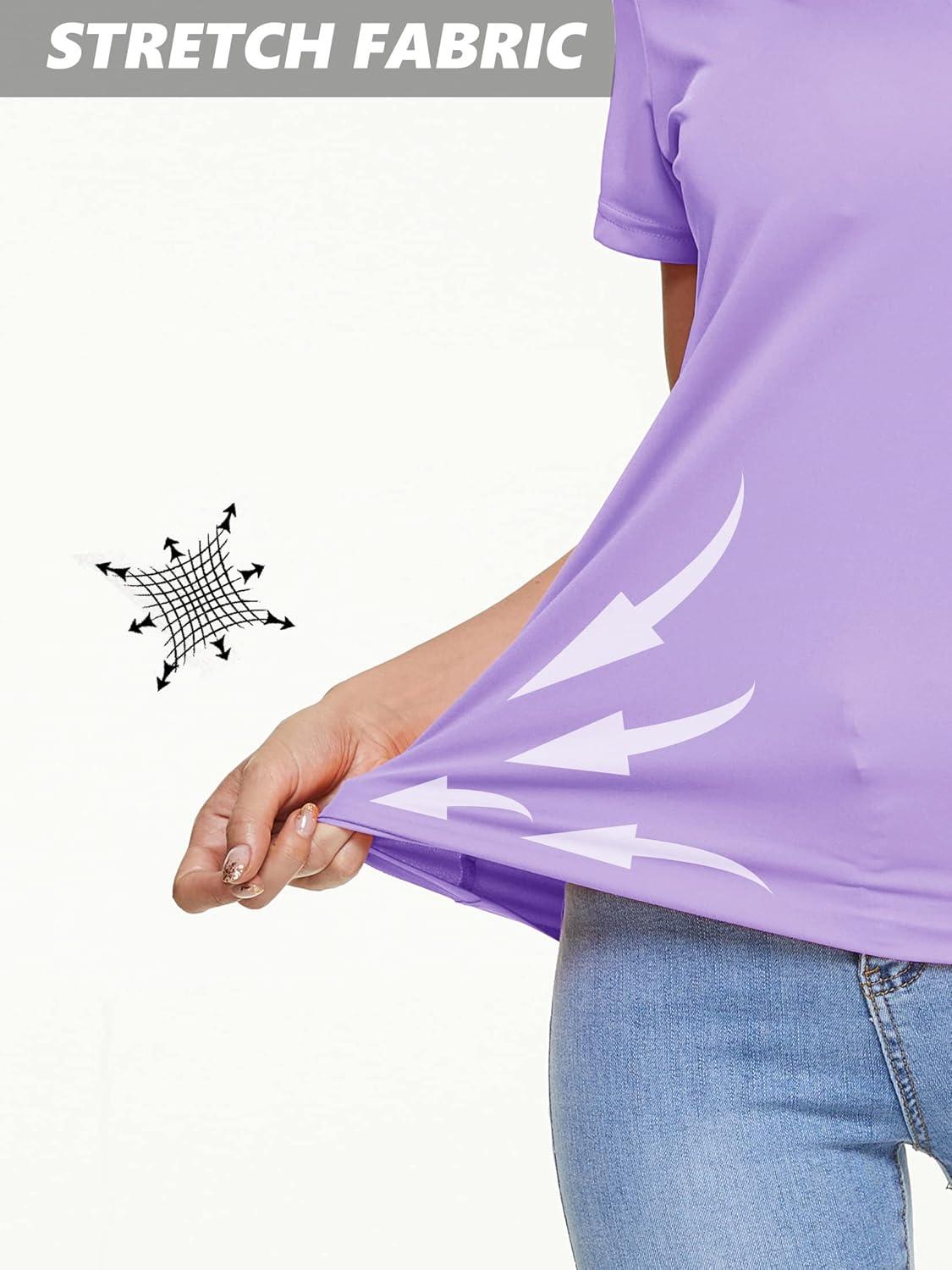 imageMAGCOMSEN 2 Pack Womens T Shirts VNeck Short Sleeve UPF 50 Sun Protection Workout Quick Dry Shirts Tee TopsBlue GreyLight Purple