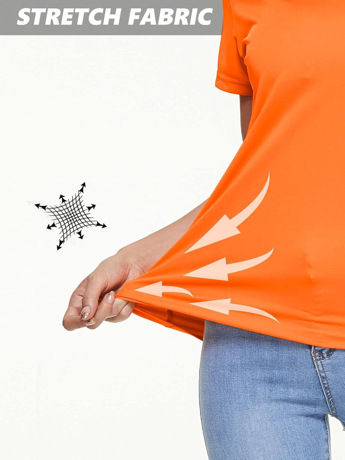 imageMAGCOMSEN 2 Pack Womens T Shirts VNeck Short Sleeve UPF 50 Sun Protection Workout Quick Dry Shirts Tee TopsIce BlueOrange