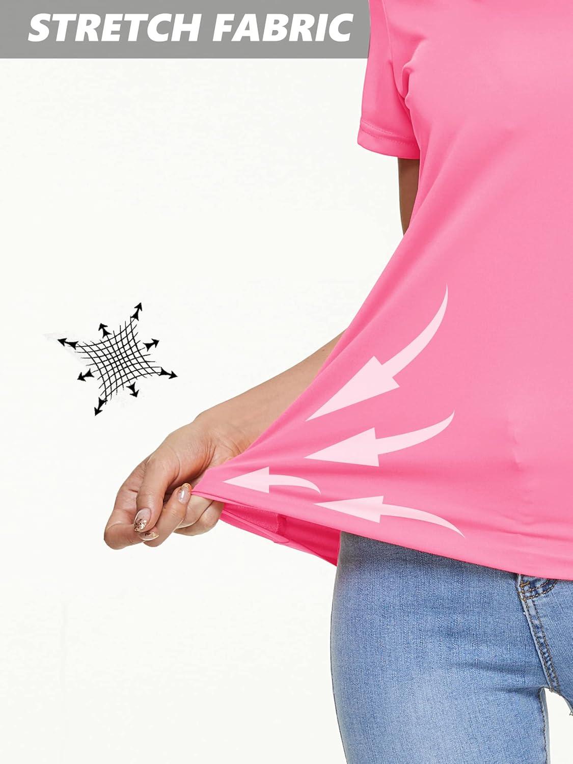 imageMAGCOMSEN 2 Pack Womens T Shirts VNeck Short Sleeve UPF 50 Sun Protection Workout Quick Dry Shirts Tee TopsLight PinkRose