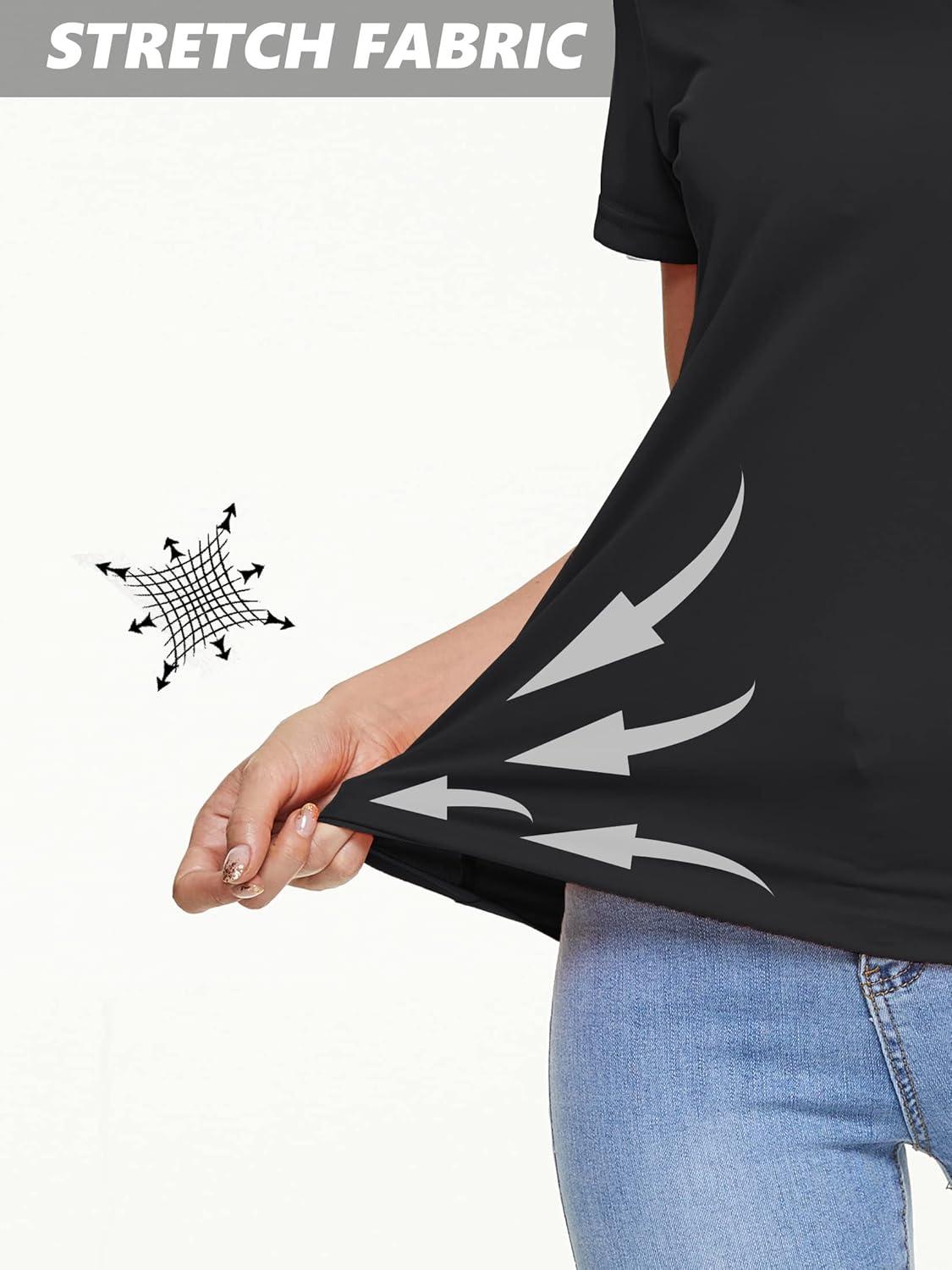 imageMAGCOMSEN 2 Pack Womens T Shirts VNeck Short Sleeve UPF 50 Sun Protection Workout Quick Dry Shirts Tee TopsWhiteBlack