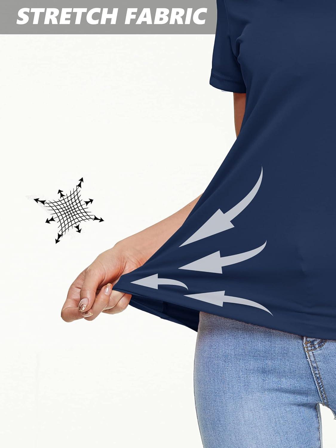 imageMAGCOMSEN 2 Pack Womens T Shirts VNeck Short Sleeve UPF 50 Sun Protection Workout Quick Dry Shirts Tee TopsWhiteNavy