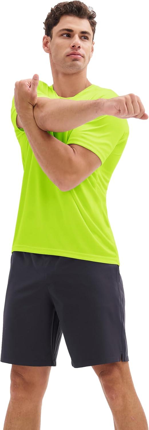 imageMAGCOMSEN 3 Pack Mens Short Sleeve Quick Dry Shirts Moisture Wicking UPF 50 Athletic Running Gym Workout Swim TShirtsFlgreenBlackWhite