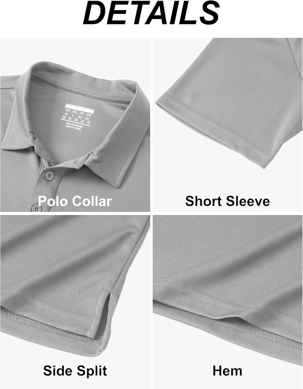 imageMAGCOMSEN 5 Pack Mens Polo Shirts Short Sleeve Dry Fit Moisture Wicking Golf Polos Performance Casual Collared ShirtsBlackArmy GreenKhakiNavyDark Grey