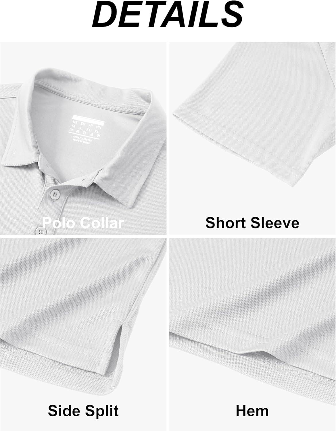 imageMAGCOMSEN 5 Pack Mens Polo Shirts Short Sleeve Dry Fit Moisture Wicking Golf Polos Performance Casual Collared ShirtsBlackDark GreyNavyWhiteArmy Green